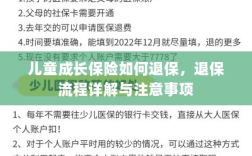 儿童成长保险退保指南，流程详解与注意事项