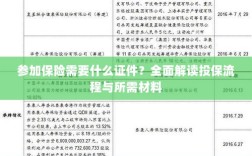 投保全攻略，保险所需证件及流程详解