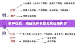 财产保险揭秘，险种名称与保障内容全解析