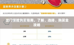 澳门保险购买全攻略，了解、选择与购买指南