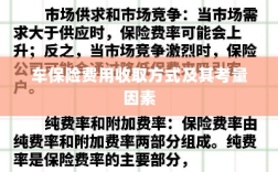 车保险费用收取方式及考量因素解析