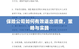保险公司有效退出调查的策略与实践探讨