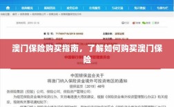澳门保险购买攻略，轻松了解澳门保险购买流程
