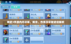 神武3手游内丹详解，概念、作用及获取途径解析
