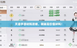 天谕手游材料攻略，揭秘高价值材料！