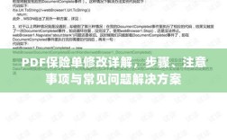 PDF保险单修改指南，步骤、注意事项与问题解决方案
