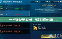 DNF手游金币积累攻略，财富囤积策略揭秘