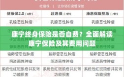 康宁终身保险是否需要自费？全面解析保险费用问题。