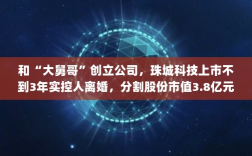 珠城科技实控人离婚，股份分割市值达3.8亿元，与大舅哥共同创立公司历程揭秘