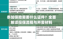 投保全攻略，保险所需证件及流程详解