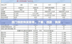 澳门保险购买全攻略，了解、选择与购买指南