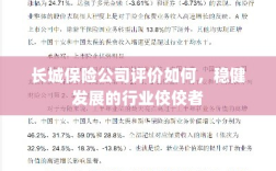长城保险公司评价积极，行业稳健发展的佼佼者