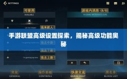 手游联盟高级设置探索，揭秘高级功能奥秘