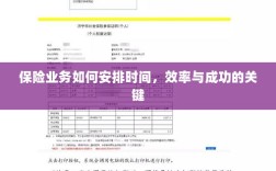 如何安排时间以提高保险业务效率与成功机率的关键策略