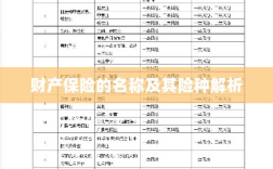 财产保险名称及险种深度解析