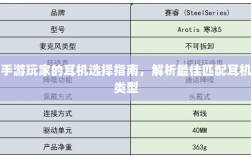 手游玩家的耳机选择指南，解析最佳匹配耳机类型