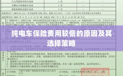 纯电车保险费用较低的原因与选择策略解析