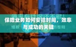 如何安排时间以提高保险业务效率与成功机率的关键策略
