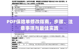 PDF保险单修改指南，步骤、注意事项及最佳操作实践