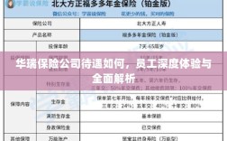 华瑞保险公司员工深度体验，待遇与工作环境全面解析