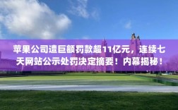 苹果公司遭巨额罚款超11亿元，连续七天网站公示处罚决定摘要！内幕揭秘！