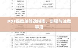 PDF保险单修改指南，步骤详解与注意事项