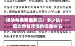 解读保险保养细节，免费保养政策与费用解析