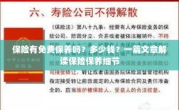 解读保险保养细节，免费保养政策与费用解析