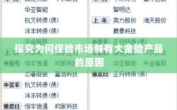 大金险产品稀缺，探究保险市场的现状与原因