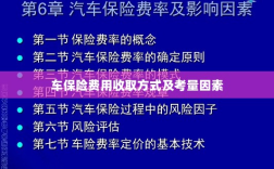 车辆保险费用收取方式及考量因素详解