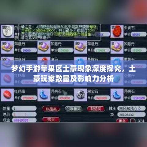 梦幻手游苹果区土豪现象深度探究,土豪玩家数量及影响力分析-图1 梦幻手游苹果区土豪现象深度探究,土豪玩家数量及影响力分析-图1