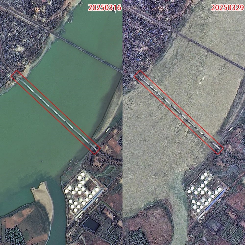 中国卫星助力揭示缅甸地震前后对比图，巨刀般的地理变化-图2