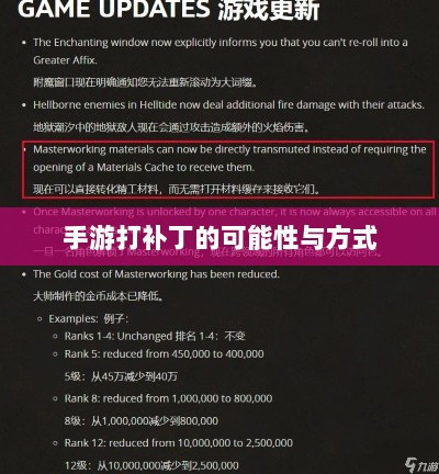 手游更新与补丁的必要性及实施方式,探讨手游打补丁的可能性与方式-图1 手游更新与补丁的必要性及实施方式,探讨手游打补丁的可能性与方式-图1