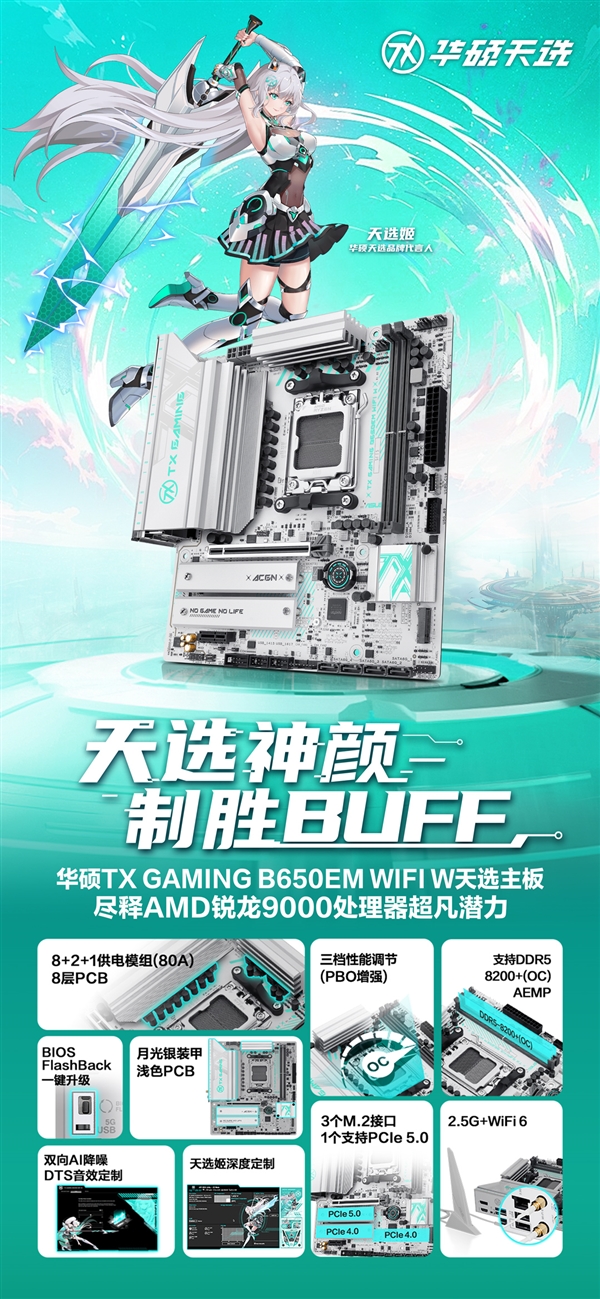 华硕B650E天选主板Zen 5次元利器,颜值与性能并存的天选颜力之选-图1 华硕B650E天选主板Zen 5次元利器,颜值与性能并存的天选颜力之选-图1