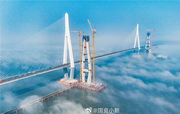 宁波象山港跨海大桥南中塔柱云端合龙，全长8.3公里-图1