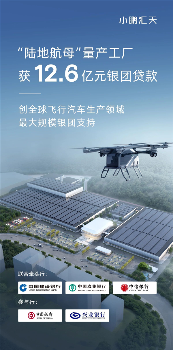 小鹏飞行汽车工厂获五家银行最大银团贷款,总额达12.6亿!-图3 小鹏飞行汽车工厂获五家银行最大银团贷款,总额达12.6亿!-图3