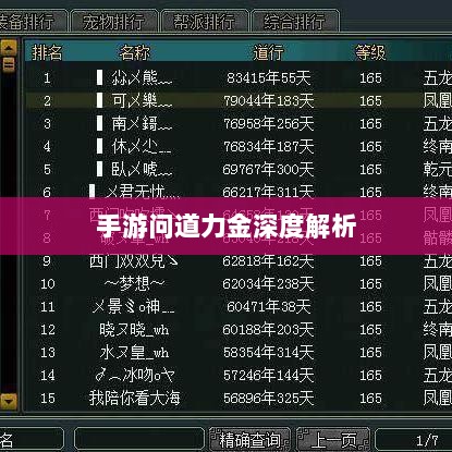 手游问道力金深度解析-图1
