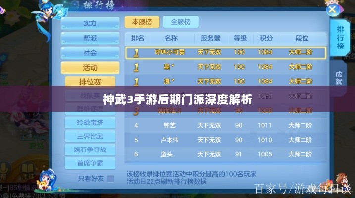 神武3手游后期门派深度解析与策略指南-图1 神武3手游后期门派深度解析与策略指南-图1