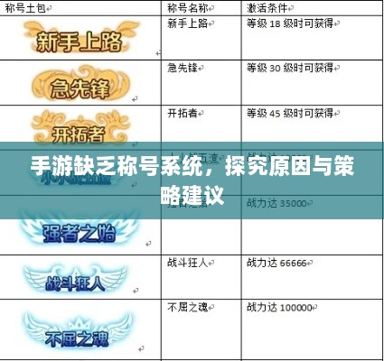 手游缺乏称号系统,探究原因与策略建议-图1 手游缺乏称号系统,探究原因与策略建议-图1