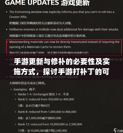 手游更新与修补的必要性及实施方式,探讨手游打补丁的可能性与方式-图1 手游更新与修补的必要性及实施方式,探讨手游打补丁的可能性与方式-图1
