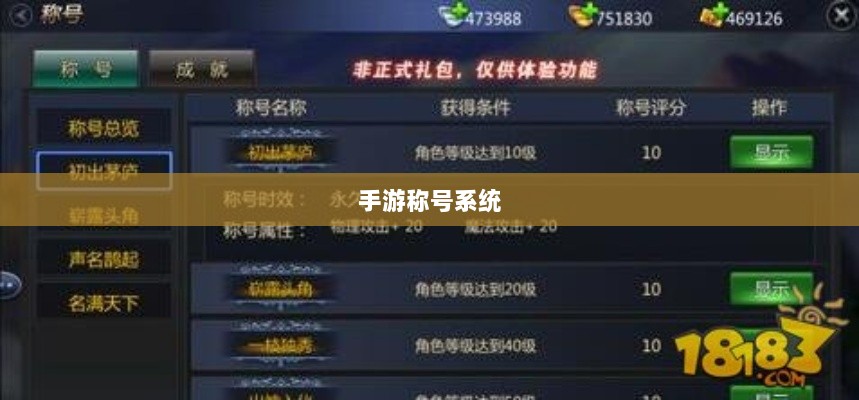 手游缺少称号系统,探究缺失原因与潜在影响-图1 手游缺少称号系统,探究缺失原因与潜在影响-图1