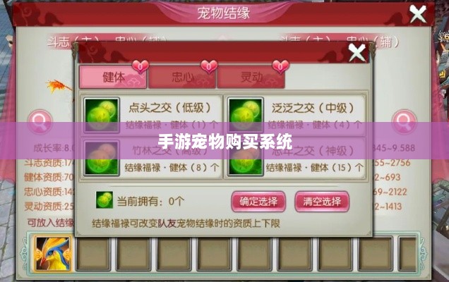 手游宠物购买系统，亲密伙伴之旅的启程点-图1