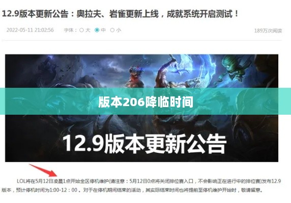 LOL手游更新计划揭秘，版本206降临时间揭晓？-图1