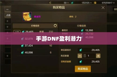 手游DNF的盈利潜力与策略探讨-图1