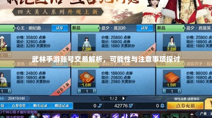 武林手游账号交易解析,可能性与注意事项探讨-图1 武林手游账号交易解析,可能性与注意事项探讨-图1