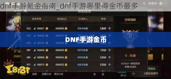 DNF手游金币囤积策略详解-图1