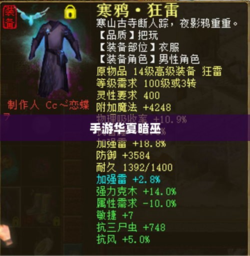手游华夏暗巫实力与魅力深度解析，暗巫角色游戏实力及表现探讨-图1
