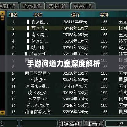 手游问道力金深度解析-图1