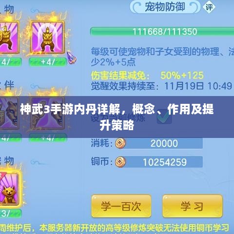 神武3手游内丹详解，概念、作用及提升策略-图1