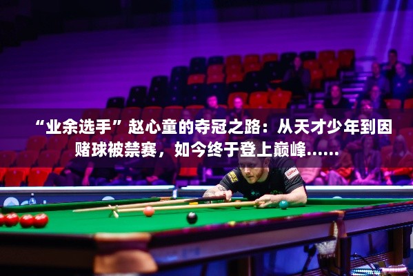 赵心童的逆袭之路,天才少年的赌球风波与最终夺冠巅峰之旅-图1 赵心童的逆袭之路,天才少年的赌球风波与最终夺冠巅峰之旅-图1